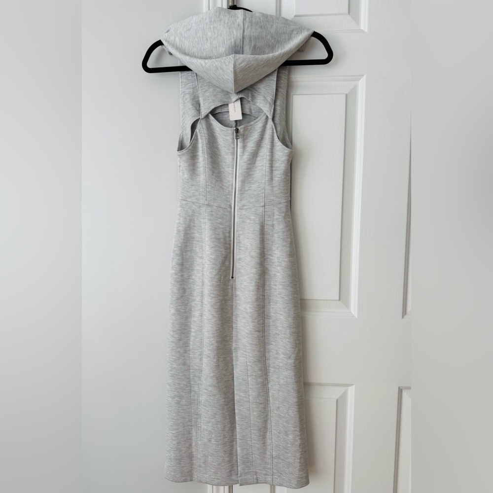 Anthropologie Light Gray Hooded Midi Dress - Picture 9 of 11